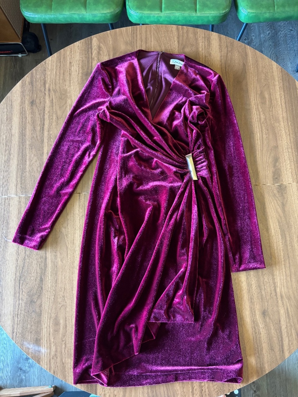 Calvin Klein berry red velvet midi dress, size 4